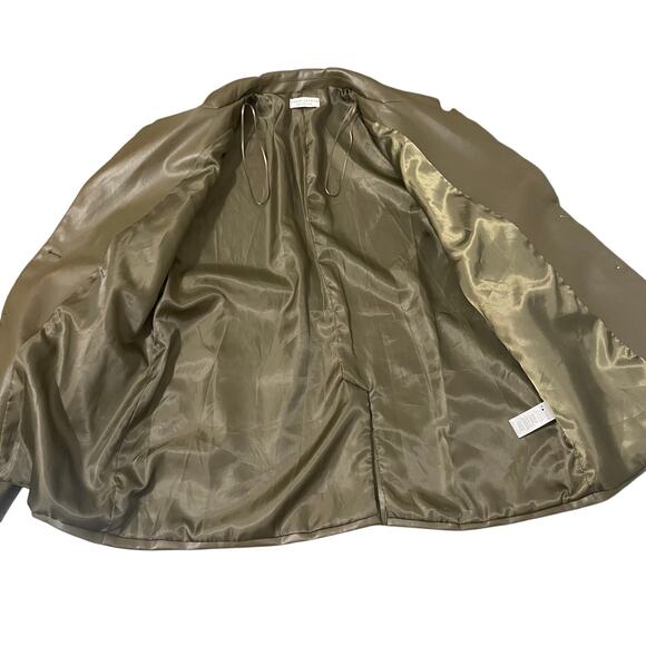 Paper Crane Green Blazer Vegan / Faux Leather Jacket Edgy Sleek Women's sz Large - Picture 14 of 16